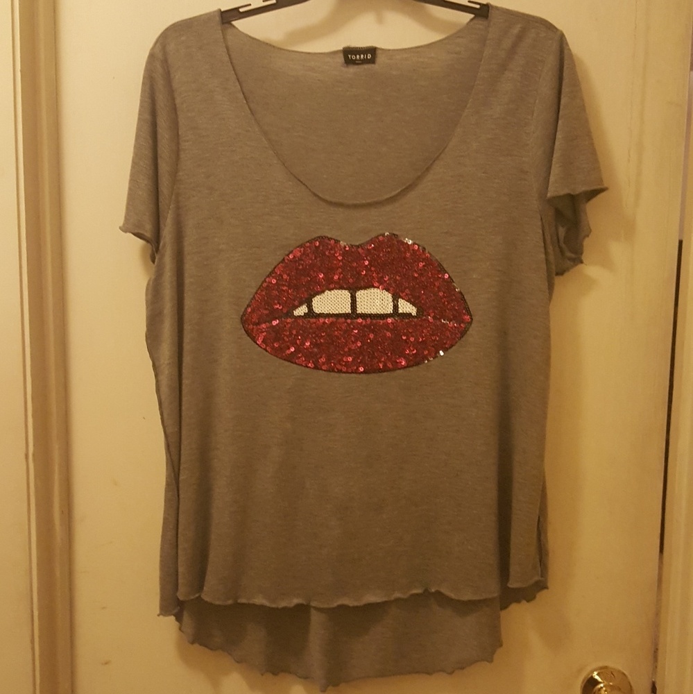 Gray Tunic with sequins Lips